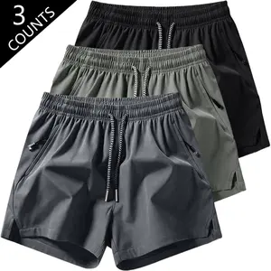 Boys’ 3-Pack Quick-Dry Sports Shorts — Elastic drawstring waistband + lightweight kids’ outdoor casual shorts with safety zipper pockets; suitable for school, playing with friends, and the beach.