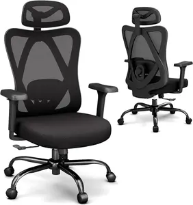 Vomena Ergonomic Office Chair, Adjustable Headrest & Lumbar Support, 3D Armrests Computer Desk Chair, 300lbs Wide Seat Big and Tall Comfortable Office Chair for Home Work