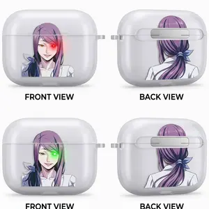 Rize Kamishiro Anime AirPods Case with Keychain, Frosted PC Protective Cover for AirPods Pro, Tokyo Ghoul Manga Earbuds Case Gift for Him Her