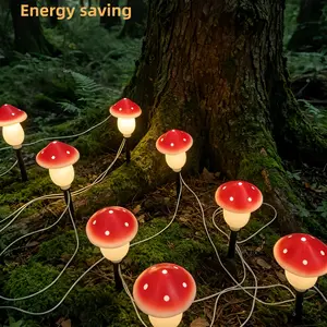 Solar Mushroom String Lights Outdoor Waterproof Solar Stake Light for Yard Path Lawn Patio Christmas Halloween Party Holiday New Year Use