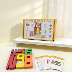 Montessori Number Blocks Stackable Toy Set, Stem Educational Toys for Kids, Includes 10 Number Blocks & 15 Dual-Sided Cards