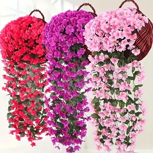 Artificial Flower Hanging Basket, 2 Counts Colorful Faux Flower Vine, Decorative Flowers for Home Party Wedding Outdoor Decoration, Fake Flower Basket, Fruit, Artificial Flowers For Outside, Artificial Flower Decorations, Artificial Hanging Plants