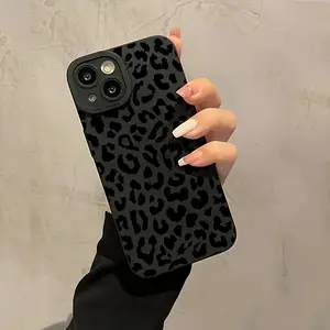 Phone Case - Suitable for Iphone and samsung models Phone Case Black Black Leopard Print Soft & Flexible: Easy to install/remove, no scratches on your phone.