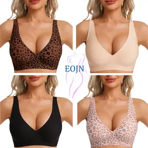 EOJN Wireless Bras for Womens, Comfortable Wireless Bras Push Up Bralettes Seamless Tshirts Bras Deep V Everyday Bras