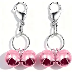 4 Sets Cat Bell for Dog Collar Charm Training Pet Pendant Accessories with 2 Pack Stainless Steel Dog Tag Clips(2 X-Small Pink)