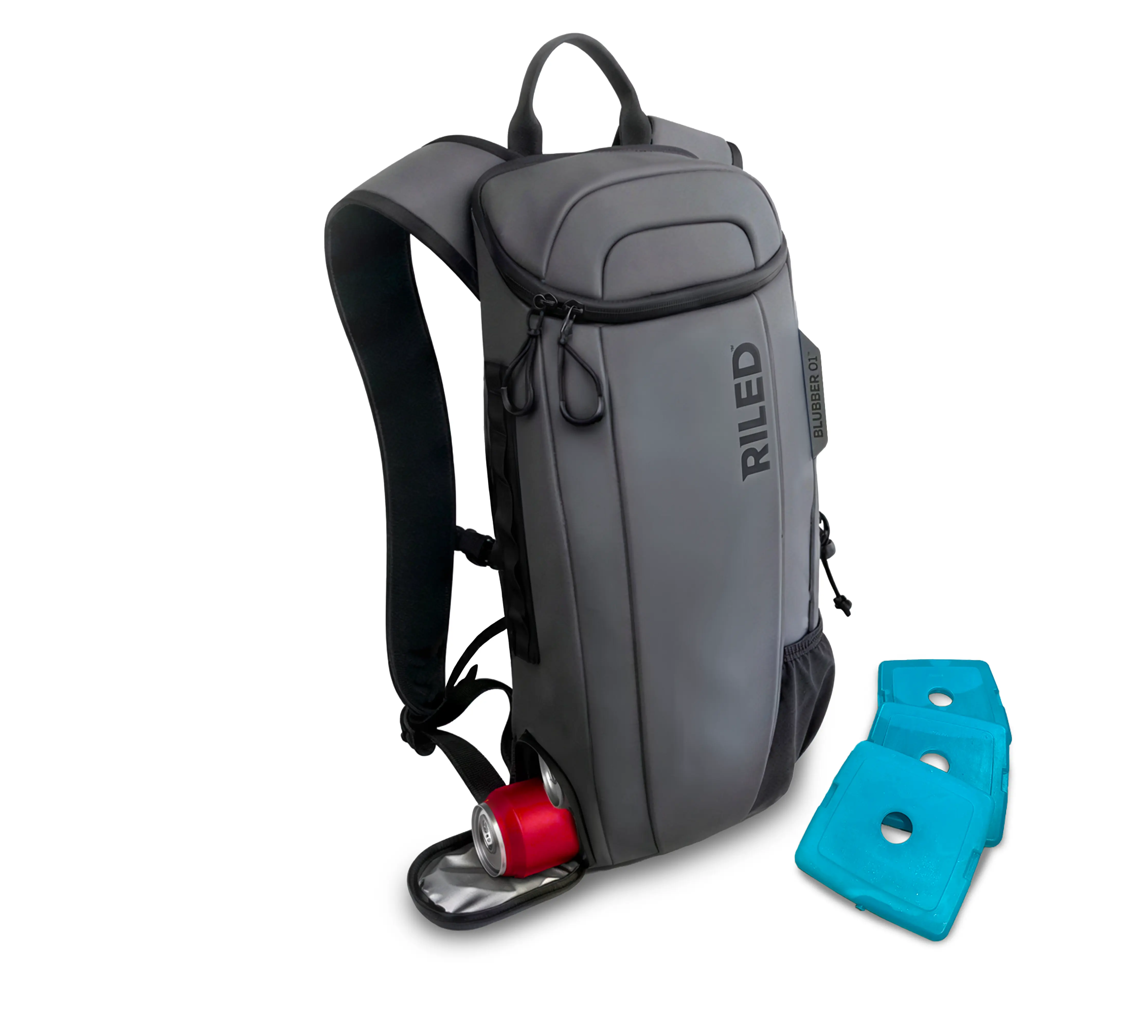 Riled Blubber01 Backpack Cooler - Can Dispensing - Dry & Lightweight Design - Beverage Dispensing - High Quality Materials - Optimizes Comfort -Venting Frame - Secret Pockets - Can Dispensing - Fits Skinny cans - Integrated Ice Packs