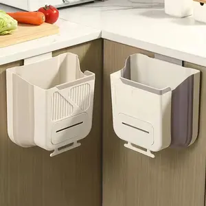 Kitchen Wall Mounted Trash Can Foldable Hanging Garbage Bin Sliding Trash Bin Cabinet Door Storage Kitchen Bathroom