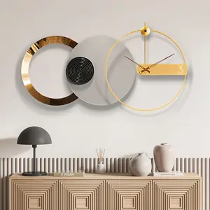 33 Inches Large Modern Wall Clocks - Modern Metal European Style，Unique Decorative Analog Clock, Battery Operated Silent Non-Ticking Decorative Clock for Bedroom, Kitchen, Living Room, Entryway, Home & Office Decor