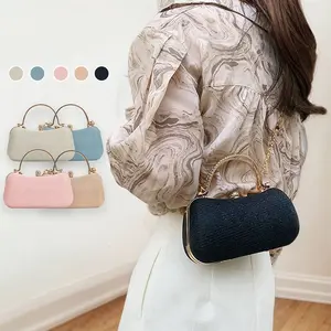 Women's Sparkling Rhinestone Chain Crossbody Bag Small PVC Shoulder Bag with Top Handle for Dating