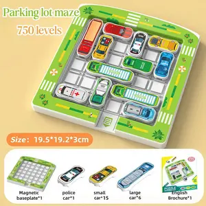 Magnetic Car Cube Maze Puzzle Toy for Kids 3+, 750-Level Logic Brain Teaser Board Game, Family Parking Traffic Rush Hour Activity, Cube Maze Puzzles