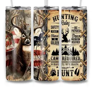 Hunting 20oz Stainless Steel Tumbler Durable Eco-Friendly 20-ounce Straight Tumbler with Customizable Prints for Hot or Cold Drinks