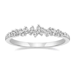 EAMTI Wedding Bands for Women Silver/ 14K Gold Plated/Rose Gold Plated Dainty Stackable CZ Cubic Zirconia Engagement Rings for Her