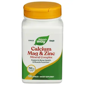 Nature's Way Calcium Magnesium & Zinc Mineral Complex 100 Capsules Supports Bone Health Muscle Function & Immune Defense Healthcare Dietary Muscle Fitness Supplement Bathroom Natural Vitamin