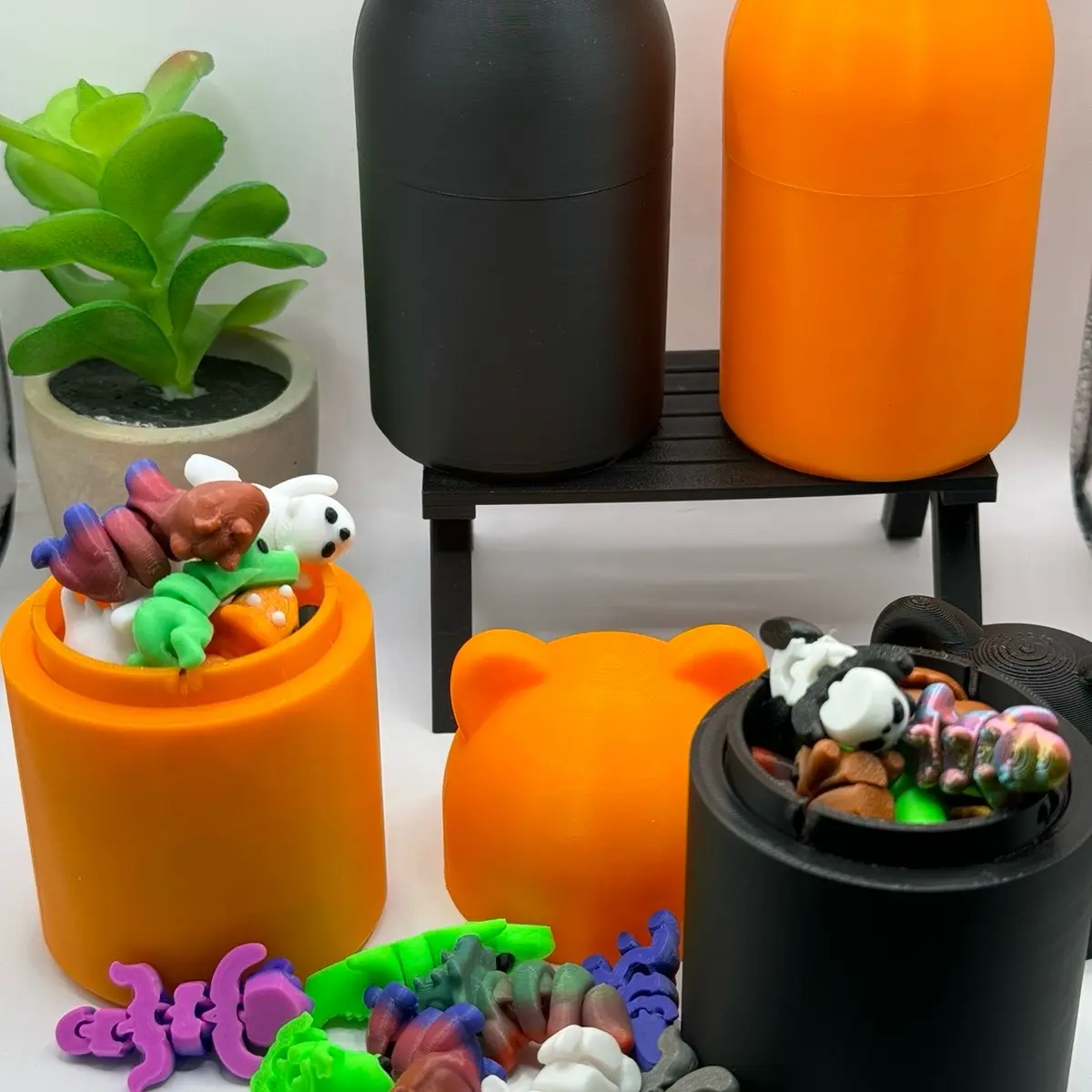 Kitty Cat Container With 10-20 Mystery Mini Animals/Cat Ears/Reusable Container/Goodie Bag/Stocking Stuffer/Cat Lovers/Gift/Pick Your Color!