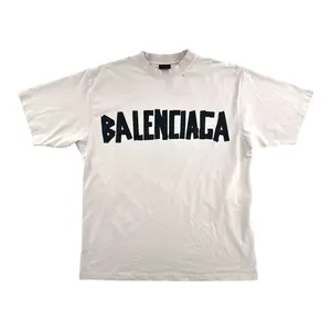 991503 Balenciaga Tape Tee Cream & Black