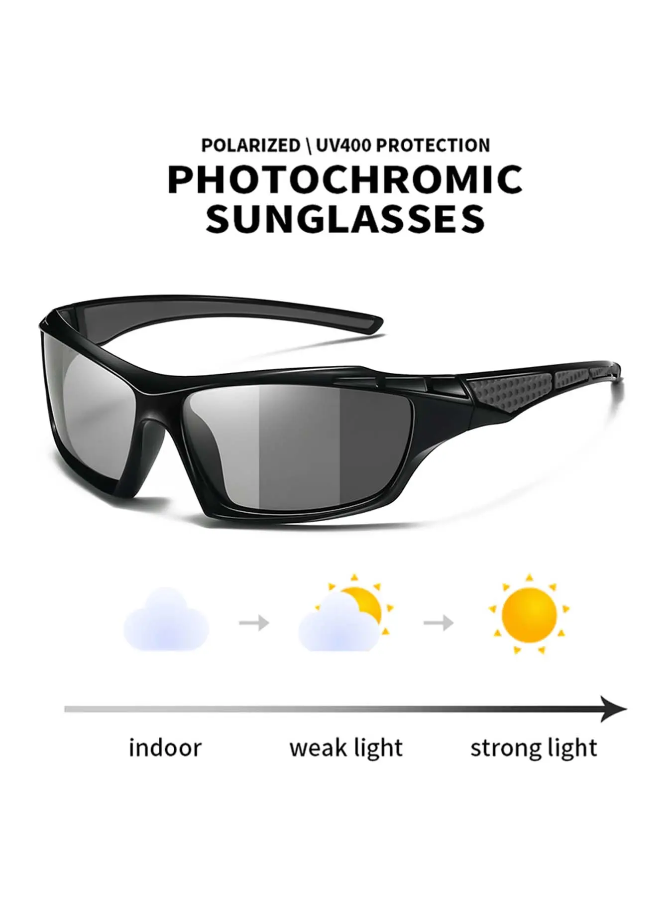Latest Unisex Photochromic Polarized Sports Sunglasses, Stylish Retro Square Design for Outdoor Activities, Day and Night Uv400 Protection