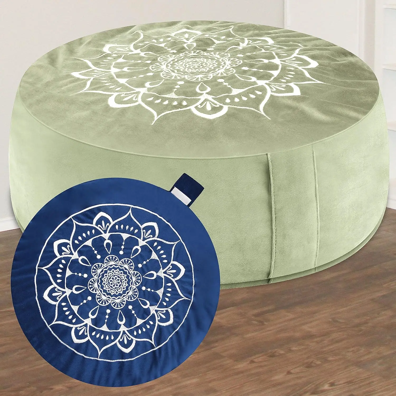 Large Meditation Zafu Floor Pillow - Durable Modern Living Room Furniture for Adults, Synthetic Buckwheat Hulls Filling, Premium Removable Cover, Proper Posture Support, Yoga Relaxation Cushion