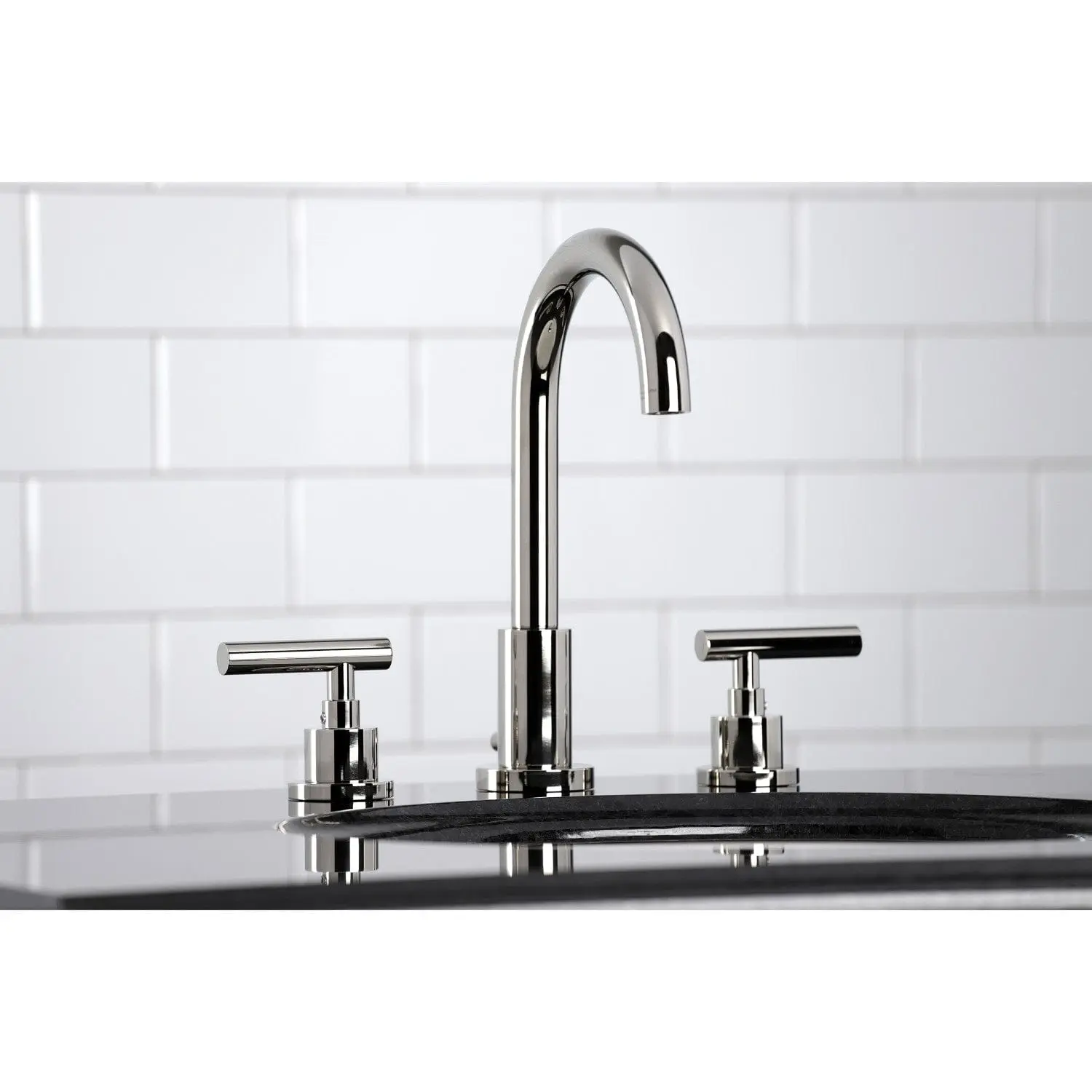 KINGSTON Brass Manhattan Widespread Bathroom Faucet with Brass Pop-Up - Polished Nickel
