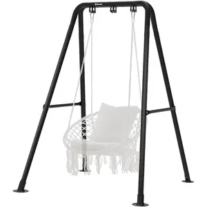 Hammock Chair Stand,Heavy-Duty Steel 300LBS Multi-Use Hammock Stand for Outdoor Indoor, Swin Chair not Include (Black)