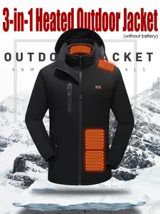 Men's Fall Winter Heating Jacket, Windproof Waterproof Warm Outdoor Coat, Smart Heating Design, Suitable for Skiing Hiking Camping, Waterproof Windproof Outerwear