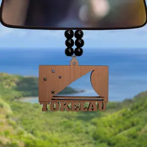 Tokelau Ornament - 1/4 Inch Thick Wood Cherry Hickory Mahogany Unfinished 4 inches & 4.5 Inches Long Side Stylish Car Accessory
