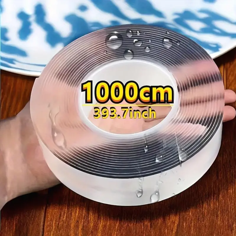 Ultra-Strong 33ft Nano Double-Sided Tape - Waterproof & Reusable Adhesive, Perfect for Plastic, Wood, Glass, Metal | Ideal for Home & Office Use, Waterproof Tape
