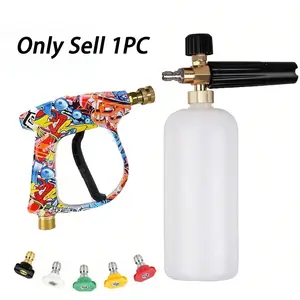 High Pressure Washer Gun for Car Cleaning M22 Air Inlet with Quick Connector Nozzle with Quick Converter Easy to Install Car Washing Gun with 5 Nozzles Pressure Power Washers for Multi Occasions Multi-color Car Wash Equipment Car Wash Jet