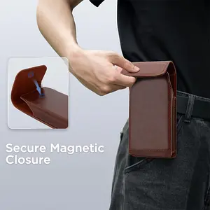 Men'S 7.2 Inch Premium Faux Leather Phone Case with Belt Clip - Durable, Lightweight & Multi-Functional Wallet Pouch for Secure Phone Storage, Brown, Adjustable Strap, Perfect for Everyday Use, Everyday Carry | Minimalist Design | Durable Wallet