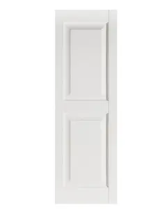Premier Raised Panel Exterior Decorative Shutters, White - 15 x 71 in.