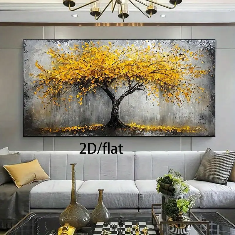 1pc  Modern Canvas Print - Vibrant Yellow Tree Room Art, Home Decor for Bedroom, Living Room, Modern Home Decor