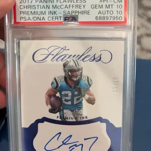 2017 PANINI FLAWLESS #PI- CM CHRISTIAN McCAFFREY GEM MT 10 PREMIUM INK - SAPPHIRE AUTO 10 PSA/DNA CERT PSA