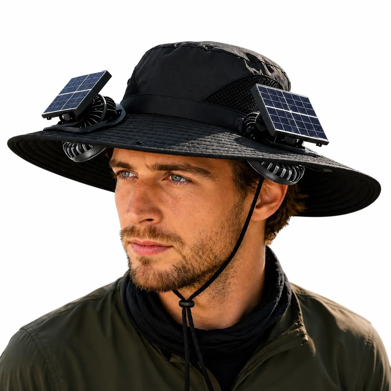 Unisex Solar-Powered Dual-Fan Sun Hat with UV Protection, USB Rechargeable, Adjustable Strap, Cool Breathable Design, Efficient Battery, Strong Airflow, Ideal for Hiking, Fishing Outdoor Activities