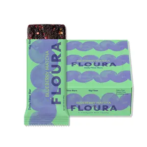 Floura Blueberry Matcha Fiber Bar 12-Pack - Sweet Tart Blueberries & Nutty Matcha - 15g Fiber - Perfect Zen Snack - Gluten-Free - US