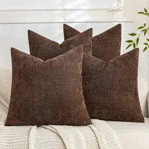 4pcs Soft Textured Solid Color Throw Pillow Covers 18x18 Inch Cozy Decorative Farmhouse Cushion Cover Square Accent Pillow Cases for Bed Couch Sofa Living Room (Without pillow insert)
