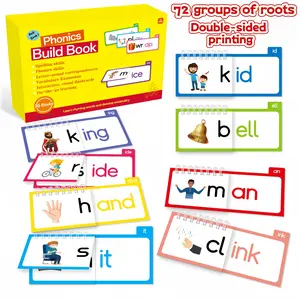 36 Reading Rhyme Flip Books, 72 Root Words, Dual-Sided Word Recognition Teaching Aid, Learning Tool, Suitable for Students School Home Education Supplies
