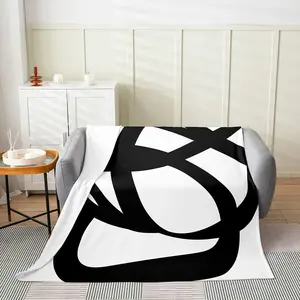 Stripe Line Flannel Fleece Throw Blanket,Throw 50"Lx60"W Geometric Black and White Fuzzy Blanket,Utra Soft Abstract Plush Blanket