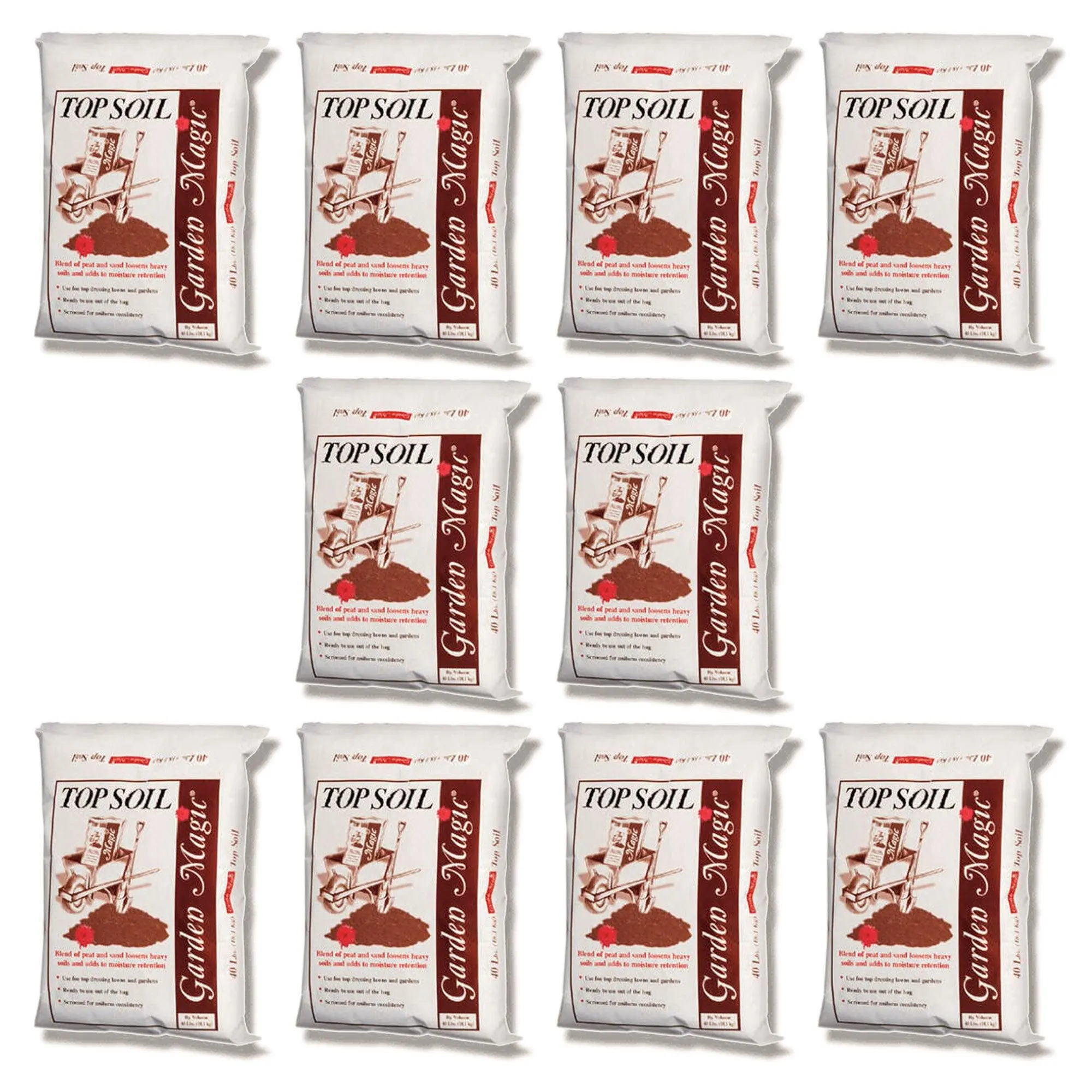 Michigan Peat Garden Magic Organic Planting Potting Soil, 40 Pound Bag (10 Pack)