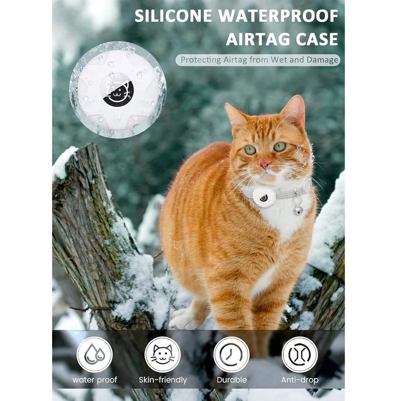 For Apple Airtag Cat Collar,Air Tag Pet Collar with Airtag Holder and Bell Reflective GPS Kitten Collar for Girl Boy Cats Gatos Does not apply pink  collar