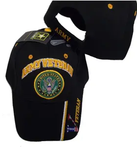 CrazyCoolBuys United States Army "V" Veteran Black Baseball Style Embroidered Hat Us Usa Cap