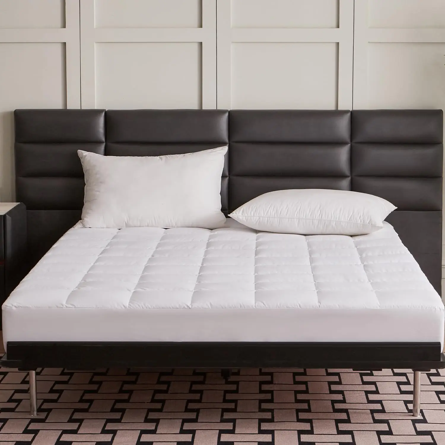 Organic Cotton Box Quilting Goose Feather Bed Pad - Twin Size Washable Waterproof Bedding Mattress Cover, 18” Deep Pocket Breathable Cotton Mattress Protector