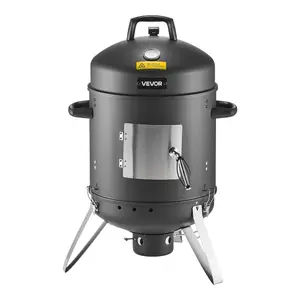 summervibes VEVOR Charcoal Smoker, 16 Vertical Charcoal BBQ Grill, Coated Steel Barbecue Smoker with 2 Grilling Grates, Thermometer, Air Vents Removable Ash Tray, Ideal for Backyard Patio Parties Cooking, 16 Inch Outdoor Bbq