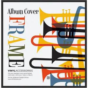 12.5X12.5 Album Frame with Polished Plexiglass - Record Album Frame for Vinyl LP Covers or Vinyl Records - Brooklyn Portrait Collection - Aluminum Record Frame for Wall Display - Black No Brand