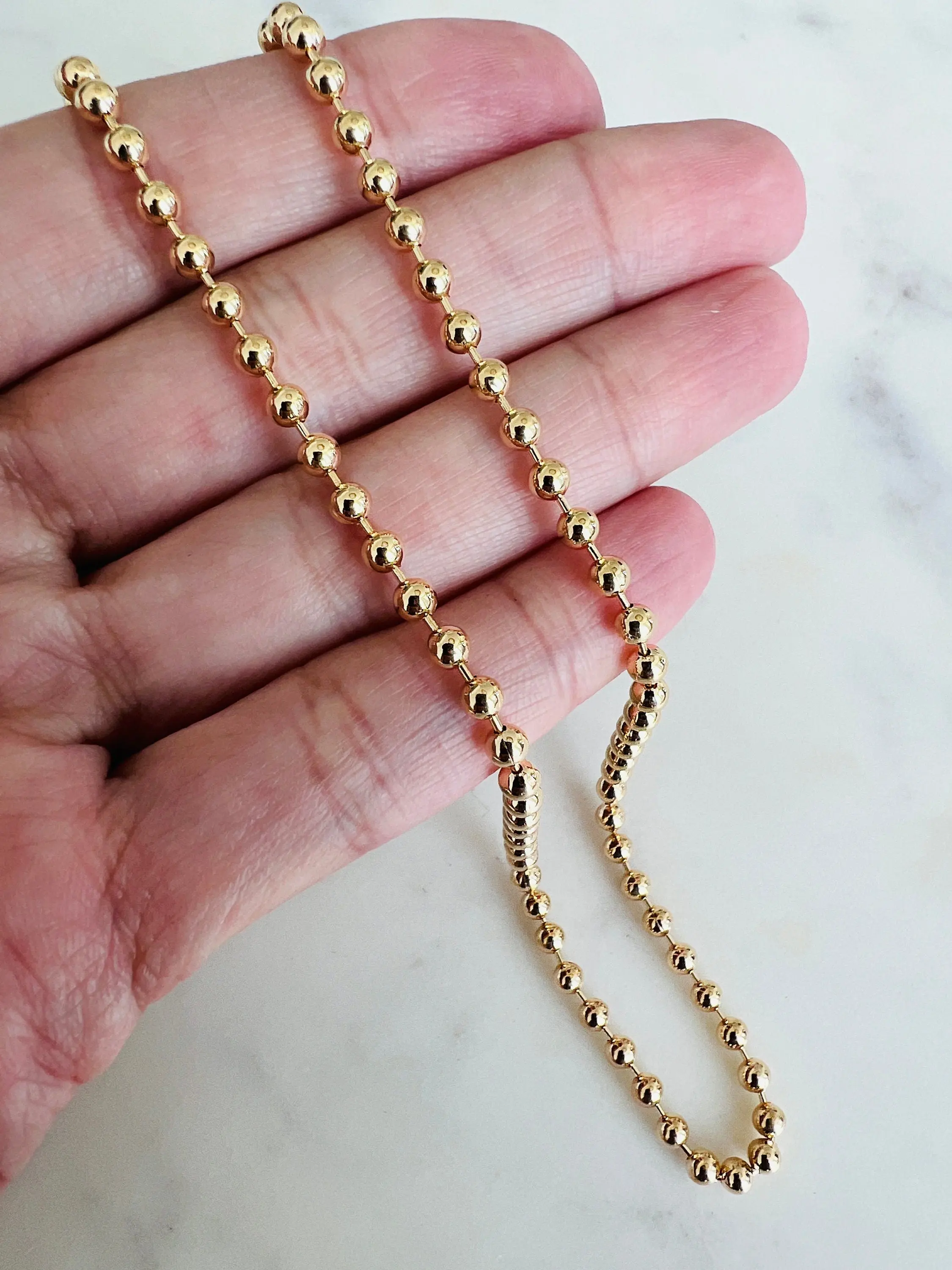 Gold Filled 3mm Ball Chain Necklace | 20" or 24" Length