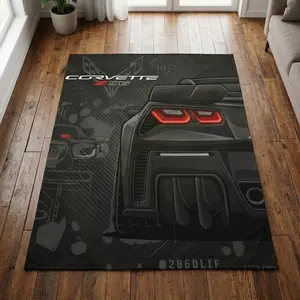 Warm Comfortable Flannel Blanket, HD Fashion Art Printed Chevrolet Corvette Sports Car Logo, Home Sofa Bed Use, Outdoor Portable