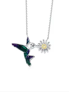 S925 Silver Color Hummingbird Necklace, Elegant Jewelry for Nature Lovers, Unique Gift for Special Occasions