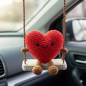 Heart Hanging Car Crochet - Crochet Heart Valentine Gift Love Gift Hanging - Gift for Lover Crochet