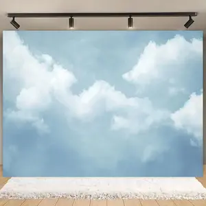 1PC 2D Flat Dreamy Blue Sky White Clouds Backdrop Banner, High-Definition Reusable Polyester, Fresh Natural Style for Birthday Photography, Festival Event Shooting & Party Decoration, Easy-to-Use Home & Festive Supply