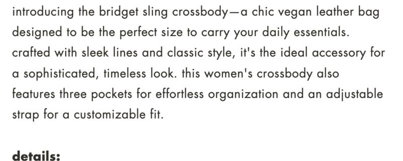 Bridget Sling Crossbody Handbag Multifunctional