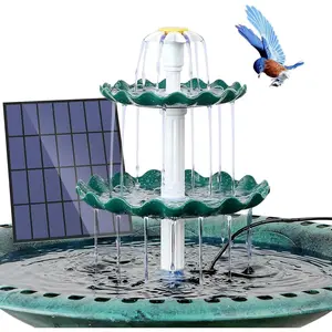 DIY Solar Bird Bath Fountain, Three-Layer Bird Bath with 3.5W Solar Fountain, Solar Fountain Pump Suitable for Bird Bath Courtyard Outdoor Garden Decoration