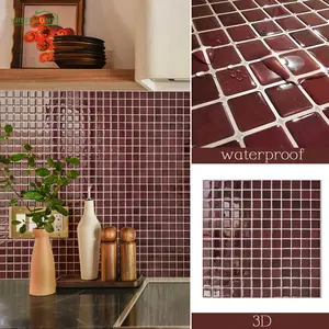 10 sheets of self-adhesive waterproof and splash-proof-self-adhesive peeling and pasting wallpaper, suitable for kitchen and bathroom walls, DIY-friendly detachable covering, installation, without glue (polyurethane).